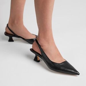 Franco Sarto Women's Devin Pointed Toe Kitten Heel Slingback Pump Sz 9.5 WIDE